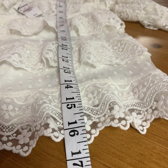Vntg NWT Express 90s Y2K‎ White Lace Sheer Lined Top Blouse XS Fairy Cottagecore - Picture 7 of 8